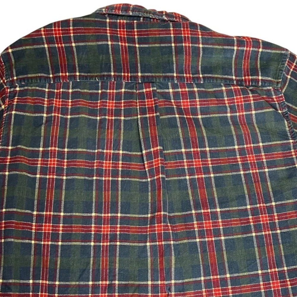 Club Room Plaid Corduroy Button Down Shirt Long Sleeve Blue Red Mens - Picture 5 of 5